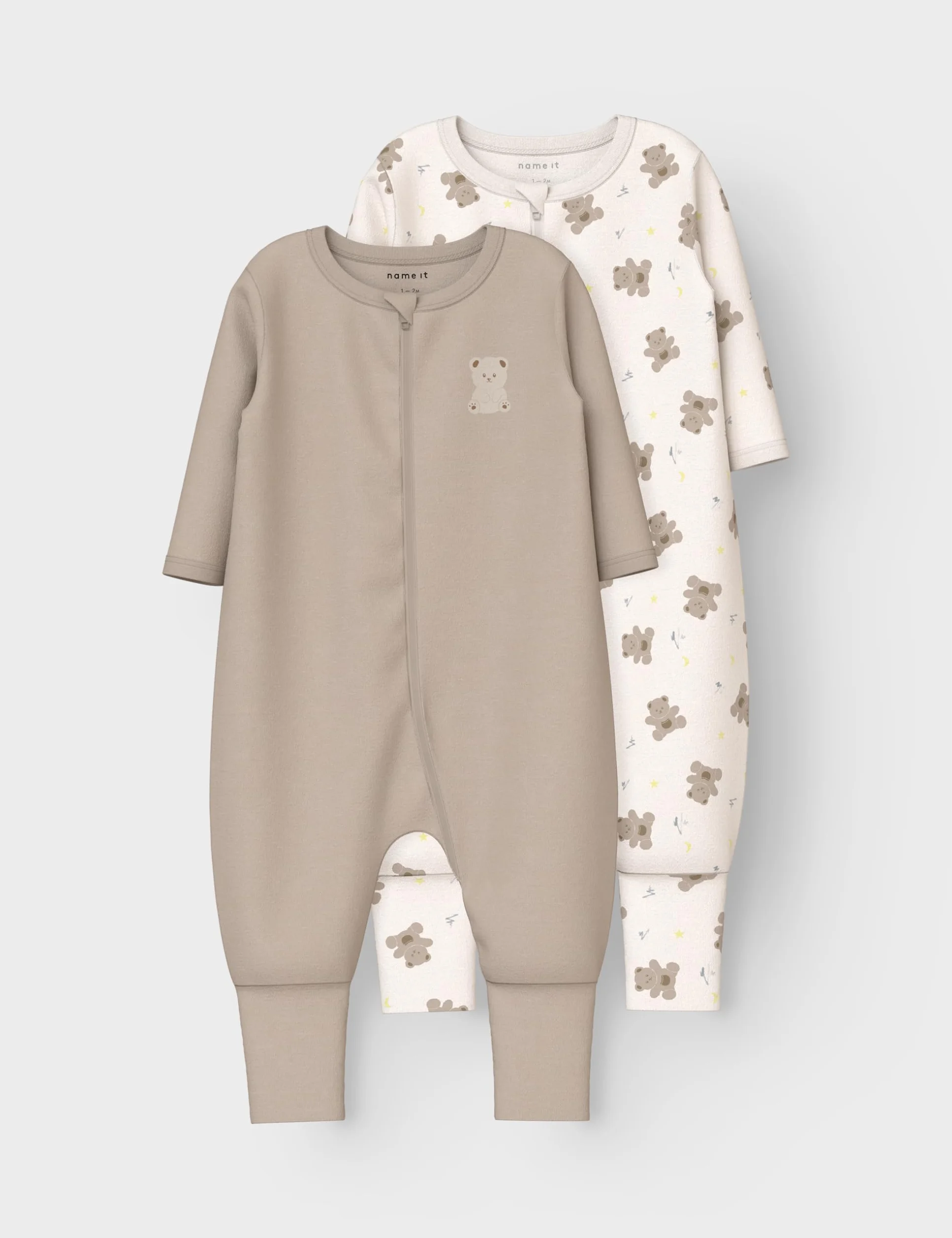 Name it baby Unisex Nbnnightsuit 2P Zip Ff Jet Bear Noos (2 sztuki), Jet Stream, 98