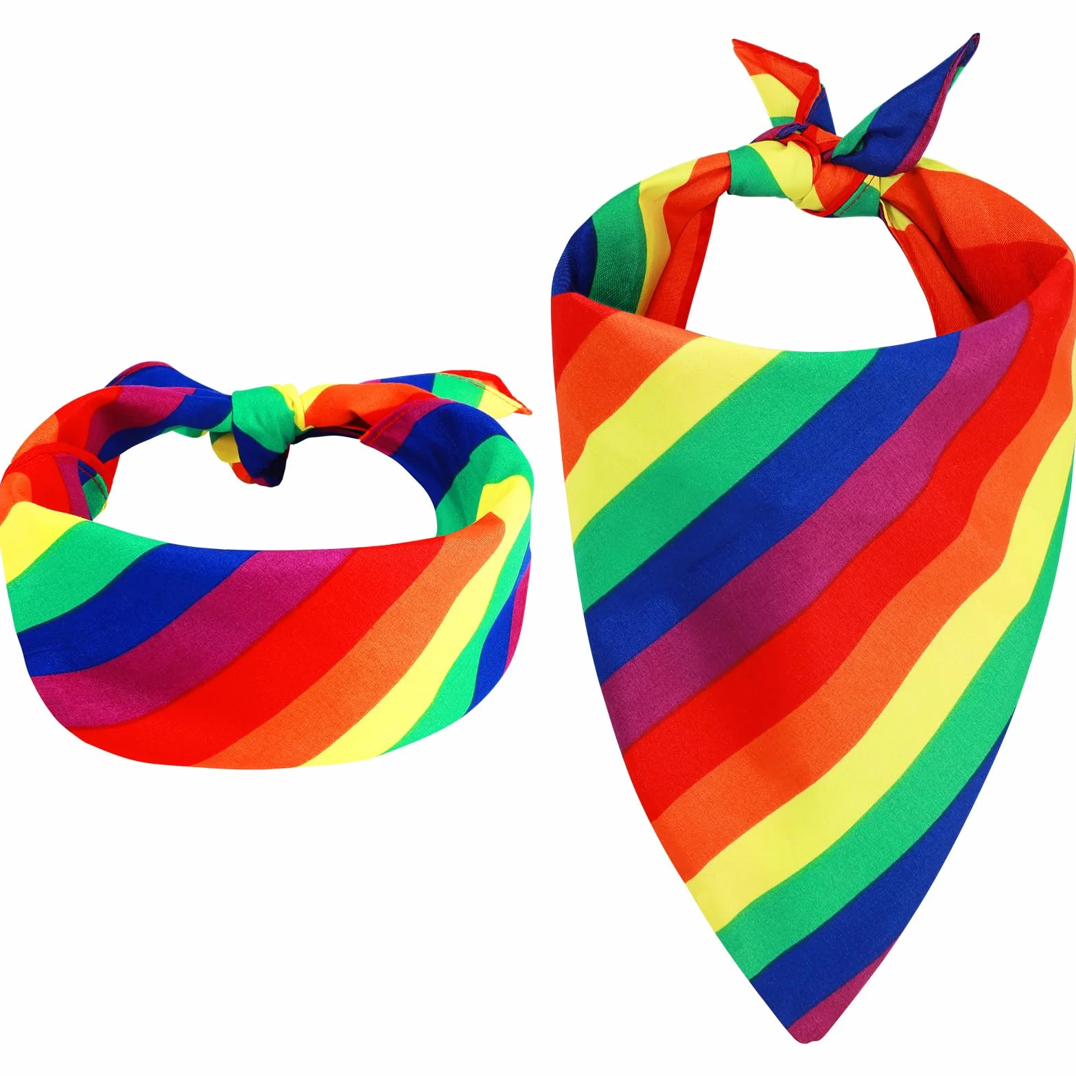 2 x tęczowe bandany, kolorowe paski, kwadratowe, LGBT, Pride, bandana, akcesoria dla mężczyzn i kobiet, na imprezę gejowską, imprezę, imprezę, imprezę, kostium, akcesoria