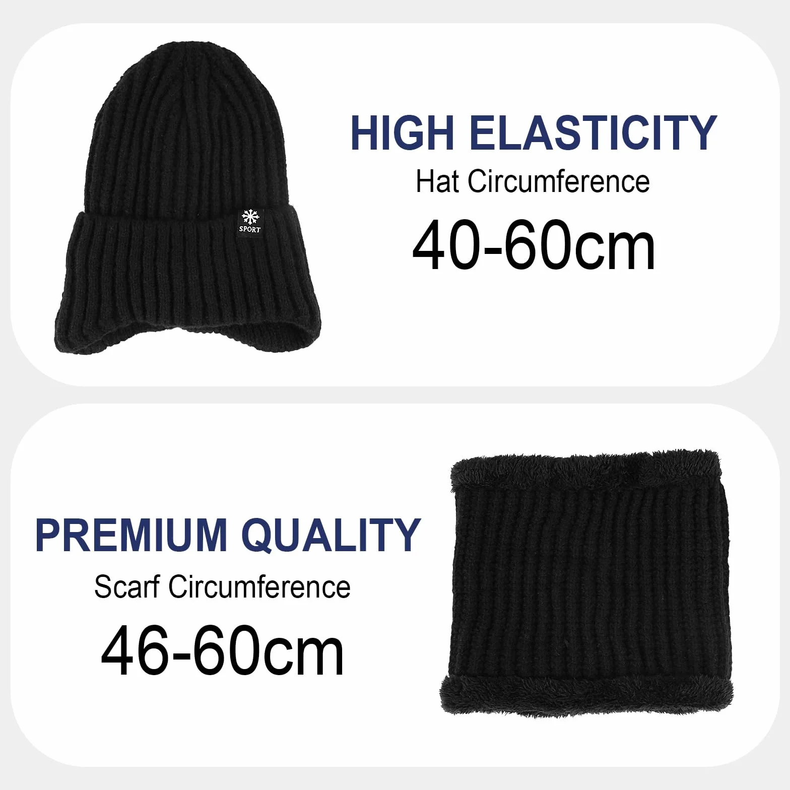 Męska zimowa ciepła czapka beanie i zestaw szalików, szalik męski na zimę z polarem, szal kominowy, chusta na szyję, ocieplacz na szyję, oddychająca czapka z dzianiny, dla kobiet i mężczyzn, na