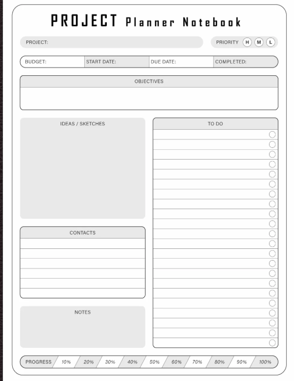Project Planner Notebook: Project Management Workbook With Checklist | Project to do list Notebook | Project Planner for Business | Project Notebooks for Work