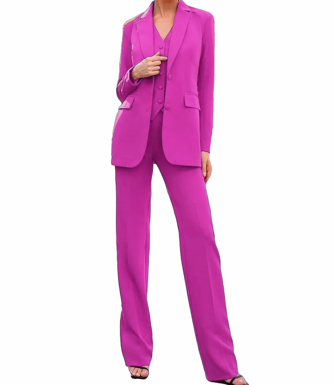 Garnitur damski 3-częściowy slim fit marynarka kurtka biuro biznes spodnie robocze garnitury