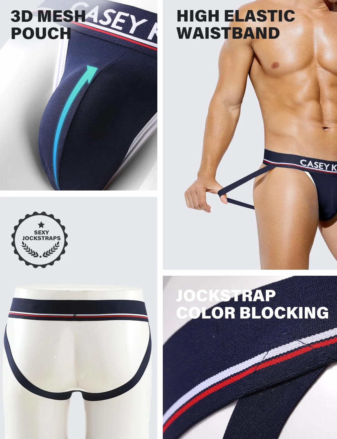 Casey Kevin Jockstrap męska bawełniana bielizna seksowna stringi sportowa oddychająca bielizna