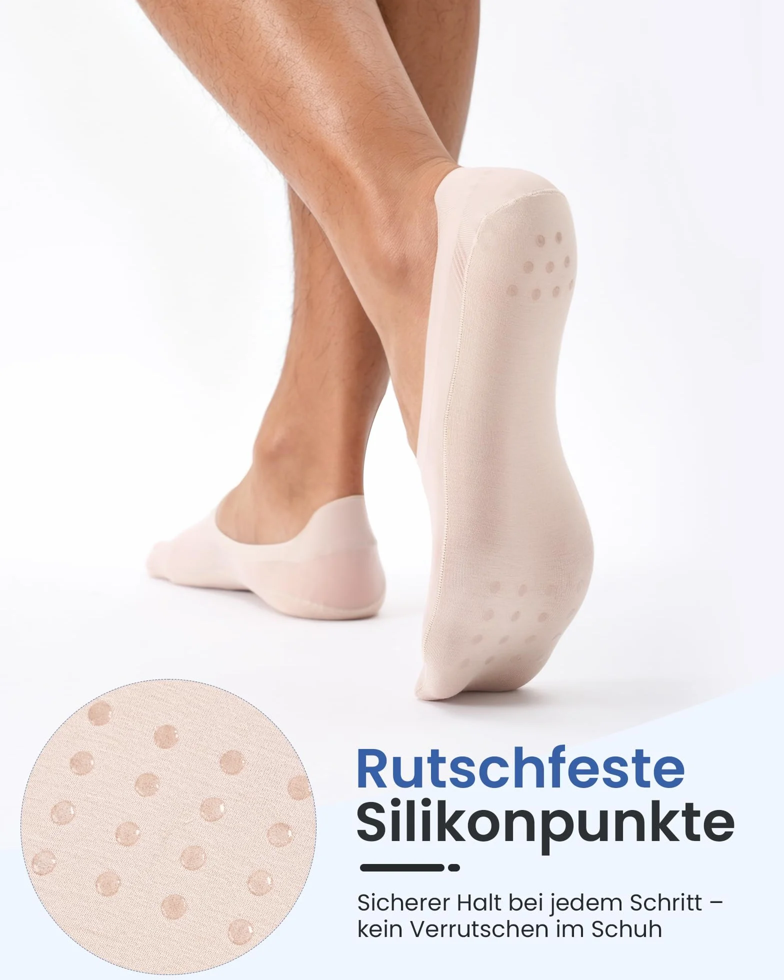 Stopki Męskie Niewidoczne Oddychające, Chłodzące Skarpetki z Podwójnym Antypoślizgowym Silikonem, Cienkie Stopki do Mokasynów Butów Żeglarskich Sneakersów 6 Par