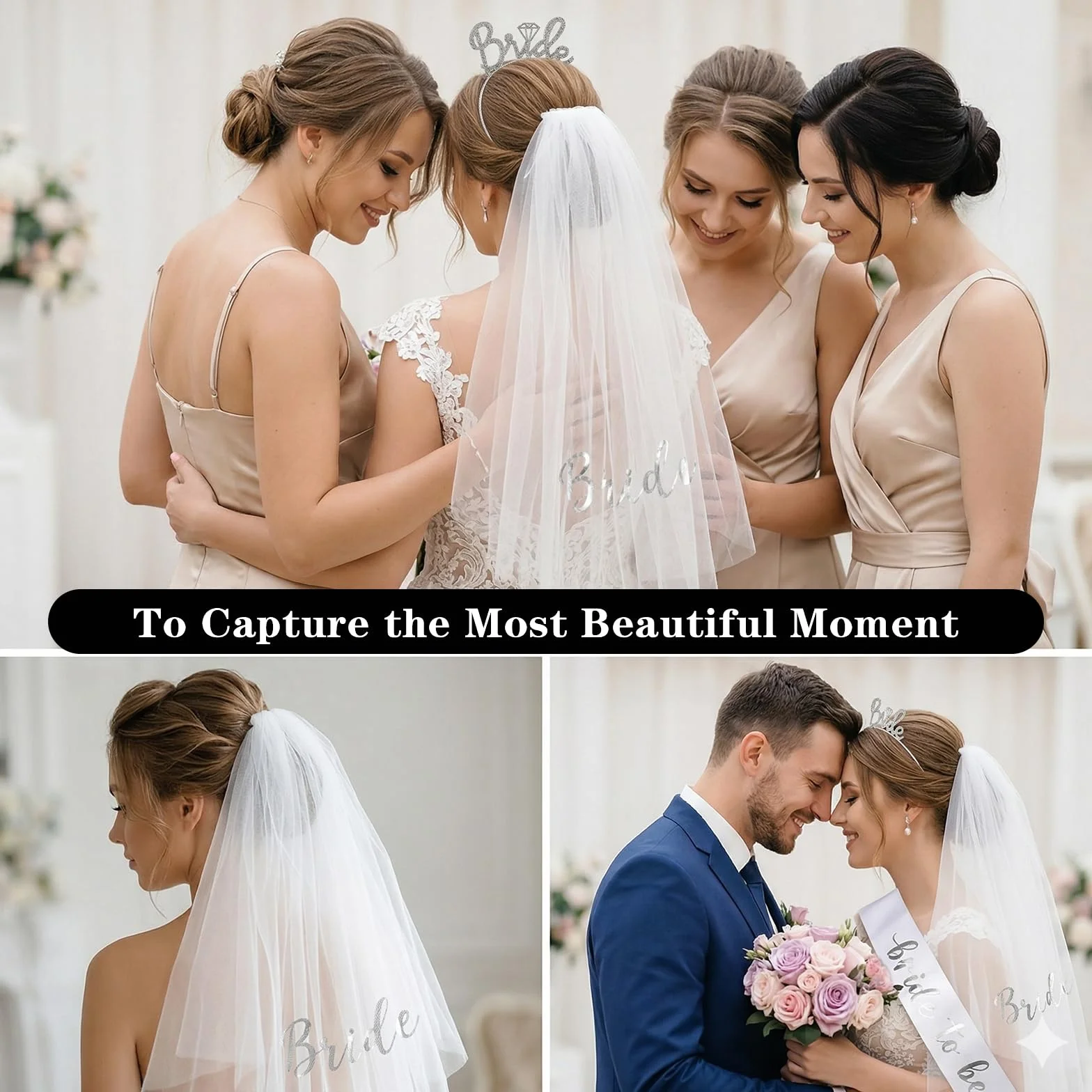 JGA biały welon dla panny młodej, akcesoria dla kobiet, szarfa dla panny młodej, korona ze strasu, dekoracja JGA, wesele, rekwizyty fotograficzne, akcesoria do gier, na imprezę