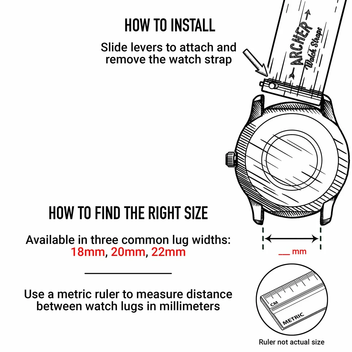 Archer Watch Straps - Materiałowa Bransoletka z Płótna do Zegarków Męskich i Damskich z Zapięciem - Różne Kolory