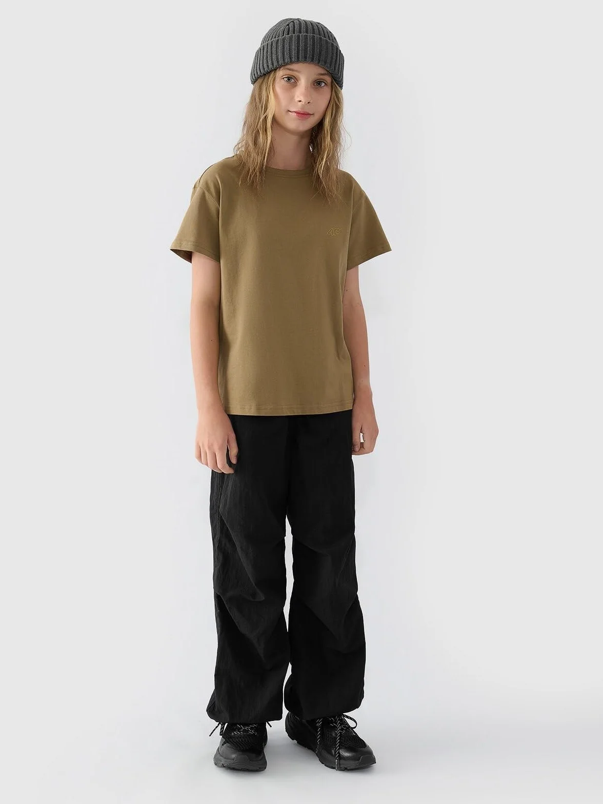4F T-shirt gładki dziewczęcy