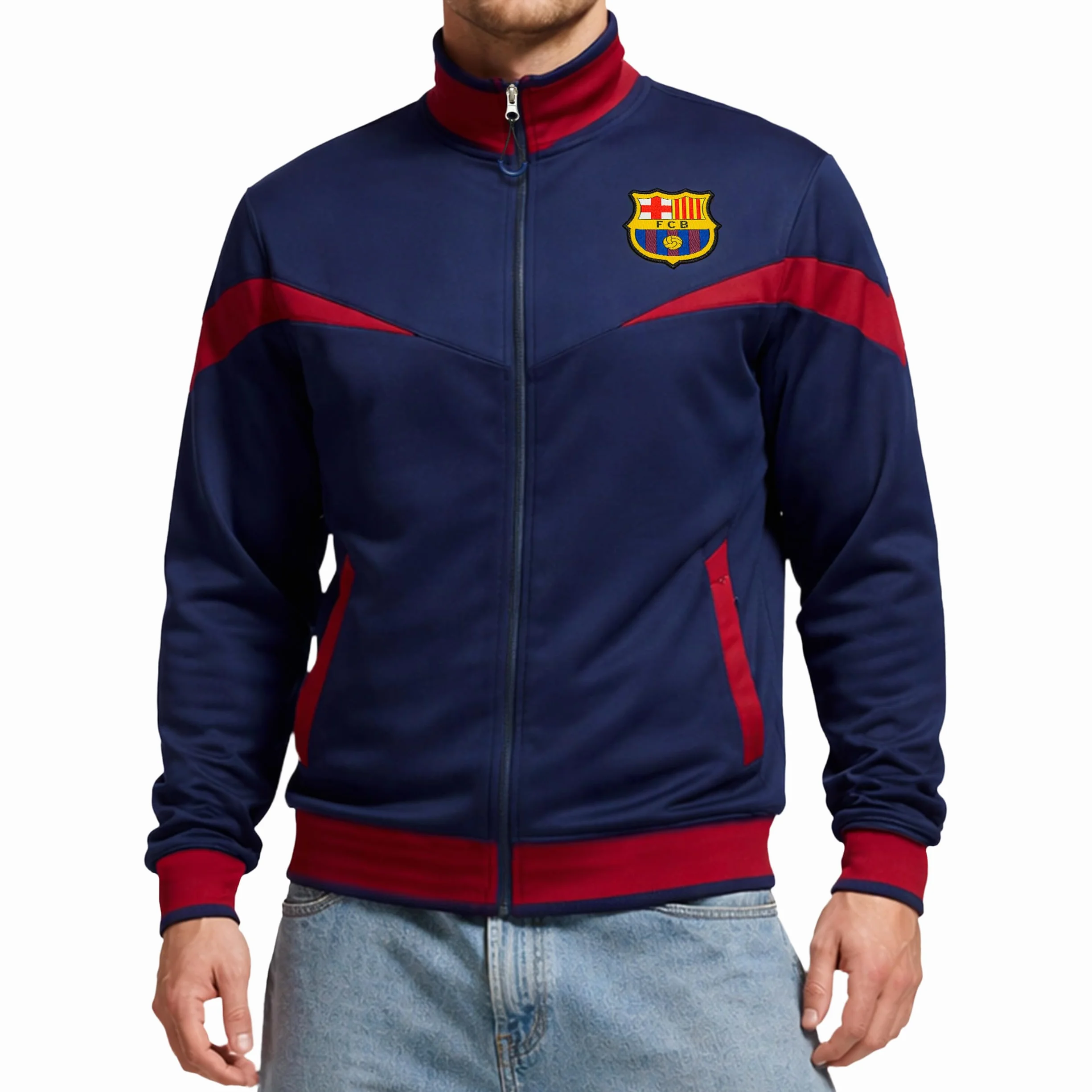 Icon Sports Kurtka treningowa z zamkiem błyskawicznym na całej długości Mężczyźni Fc Barcelona Track Jacket (1 w zestawie)