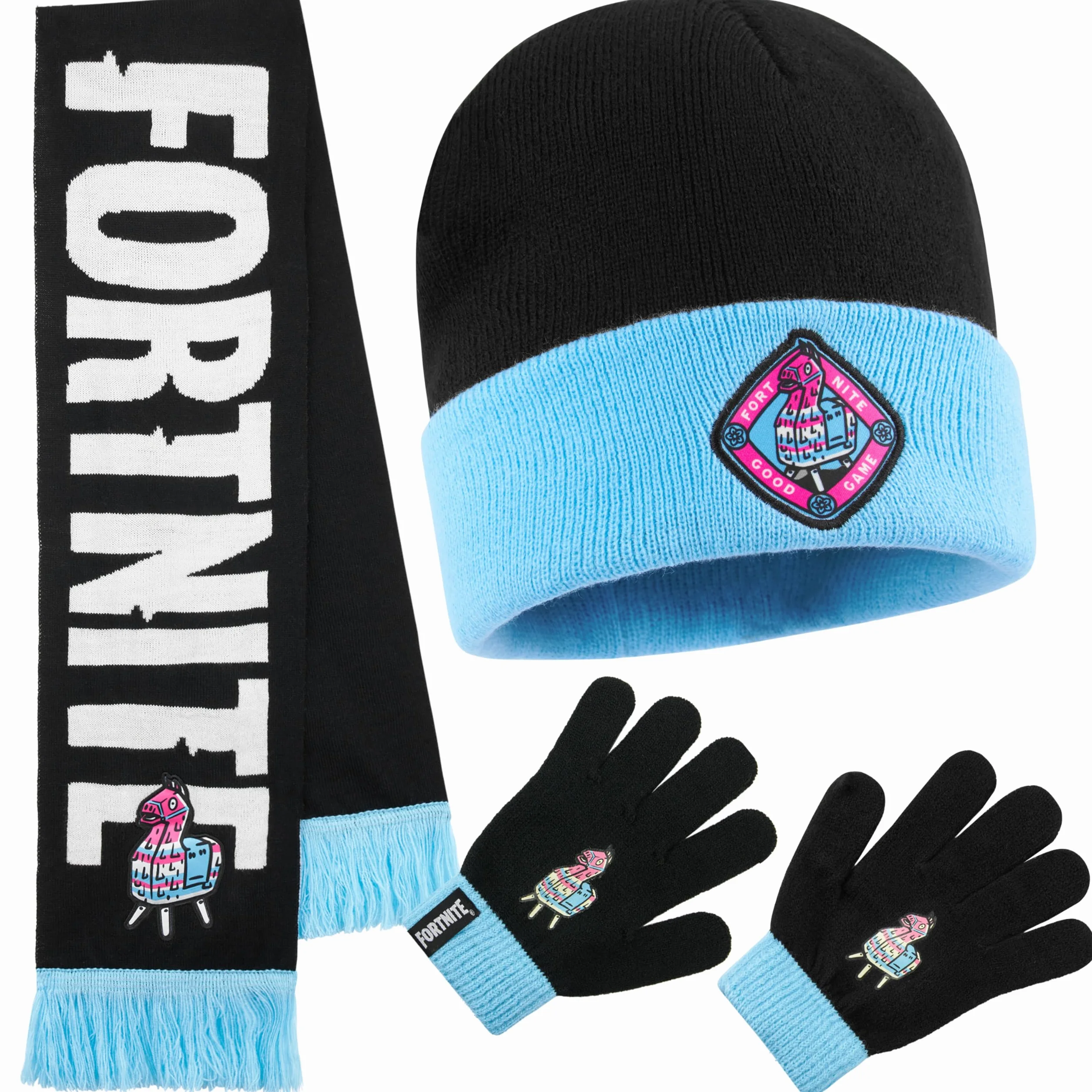 Fortnite Czapka zimowa zestaw akcesoriów dla chłopców i nastolatków, 3 szt. czapka szalik i rękawiczki, ciepła dzianina na szkolne dni podróży i wycieczki, prezenty dla graczy
