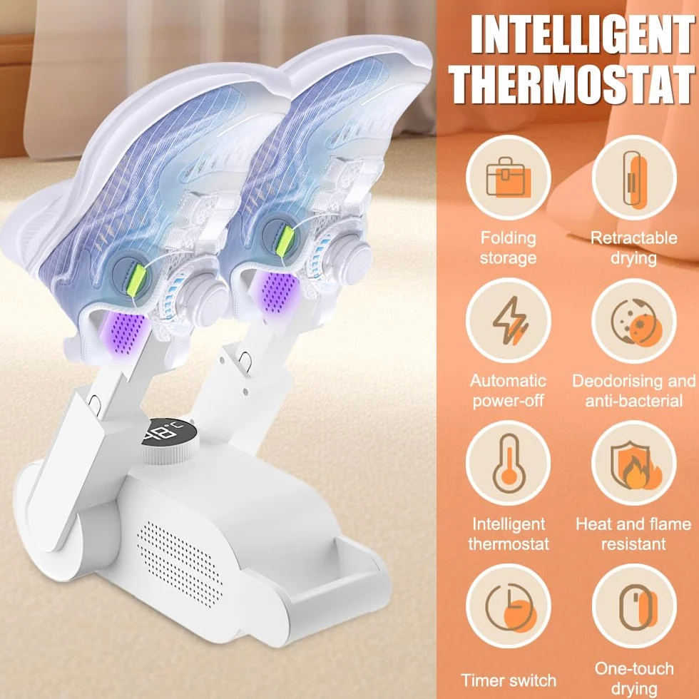 Shoe Dryer elektryczna suszarka do butów, z timerem, odporna na promieniowanie UV, antybakteryjna, gorące powietrze 360°, do butów zimowych, butów przeciwdeszczowych, butów do piłki nożnej