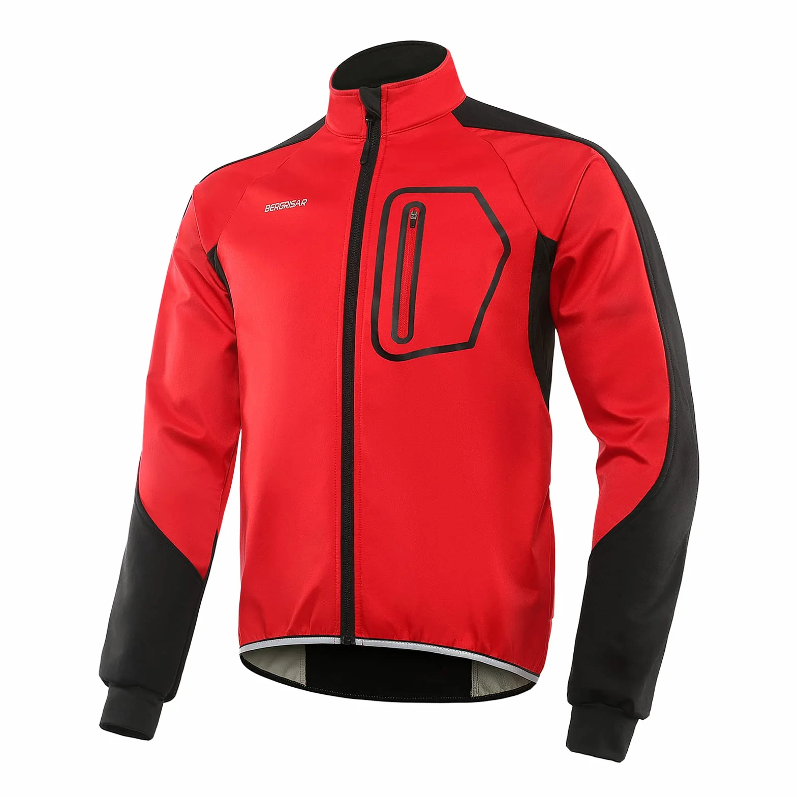 BERGRISAR Męska kurtka rowerowa, zimowa, softshell, polarowa, kurtka rowerowa, termiczna wiatrówka do biegania BG011