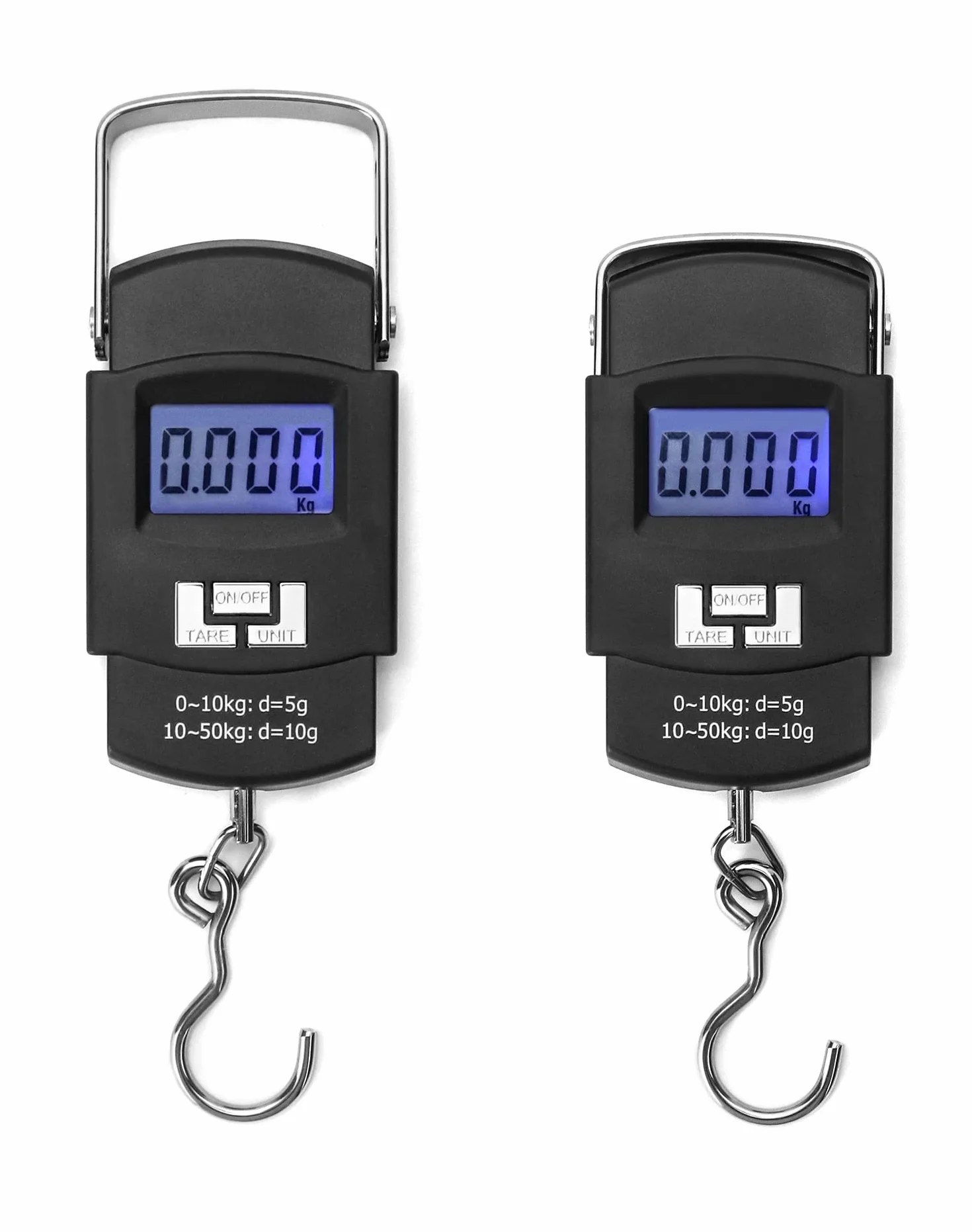 QWORK® Przenośna waga bagażowa 50 kg, cyfrowa waga bagażowa, waga bagażowa, idealna do pomiaru ryb, bagażu, baterii nie wchodzi w skład zestawu