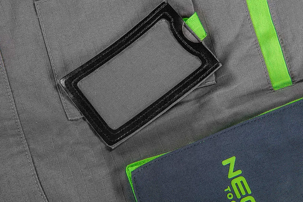 NEO TOOLS Męskie spodnie robocze klasy premium, 100% bawełna 210 g/m2, Ripstop, rozmiar XS-3XL, obszar kolan wzmocniony Cordura, elastyczny gumowy ściągacz i szelki, elementy odblaskowe