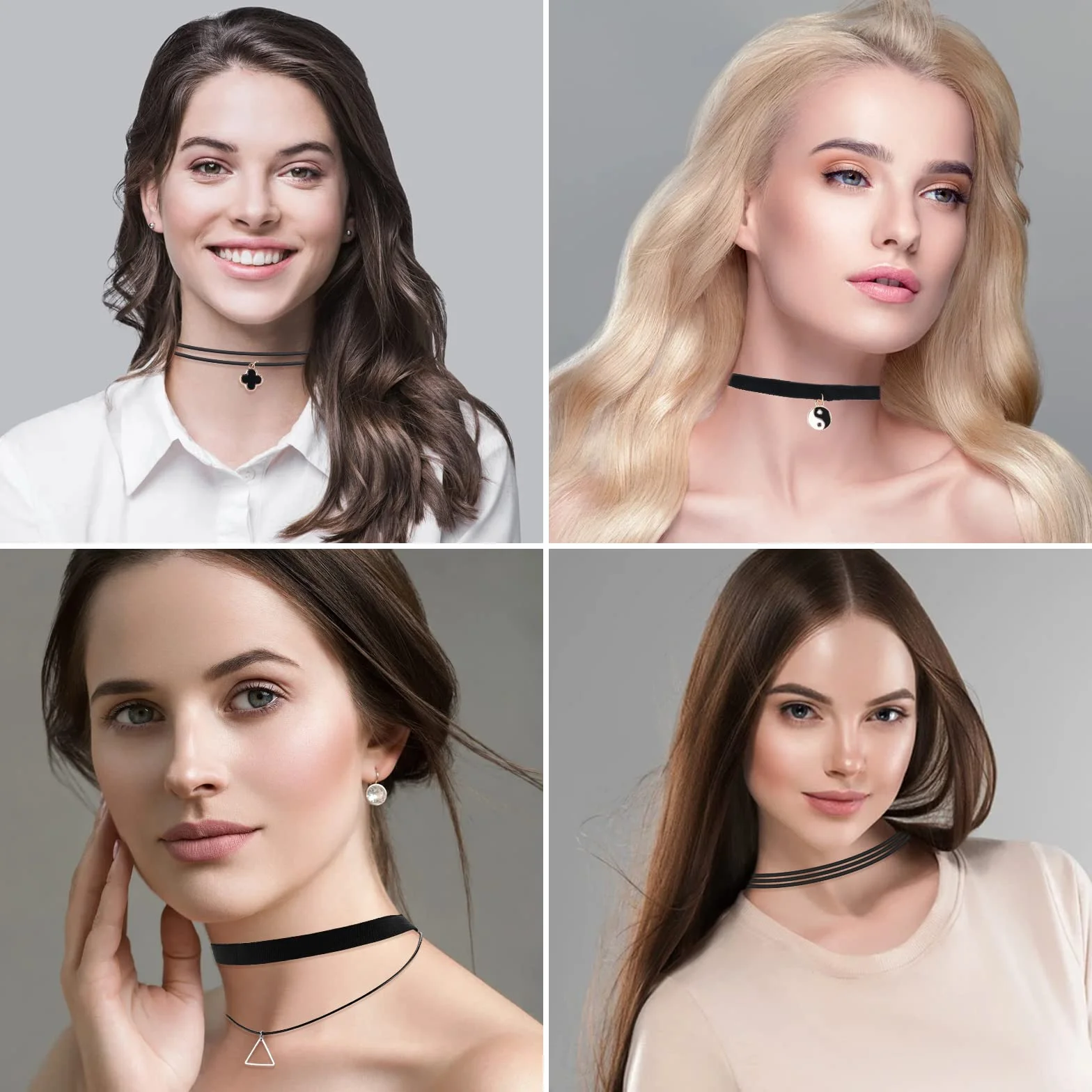 ASTER Zestaw 15 czarnych naszyjników typu choker, dla kobiet, dziewcząt, gotycki kołnierz, koronka, Halloween, Boże Narodzenie