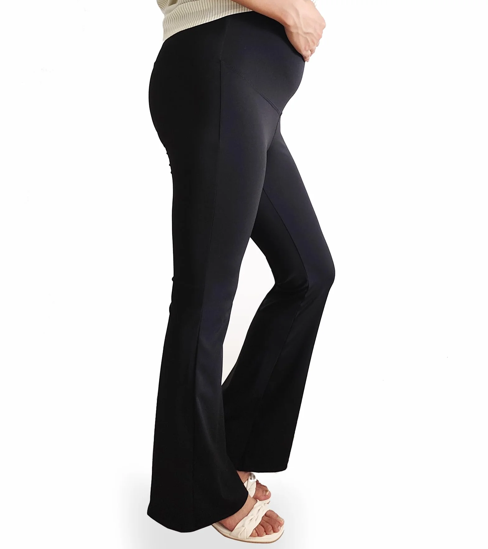 Damskie legginsy ciążowe, spodnie do jogi, rozciągliwe spodnie bootcut nad brzuchem, spodnie ciążowe do pracy, wypoczynku, spodnie sportowe