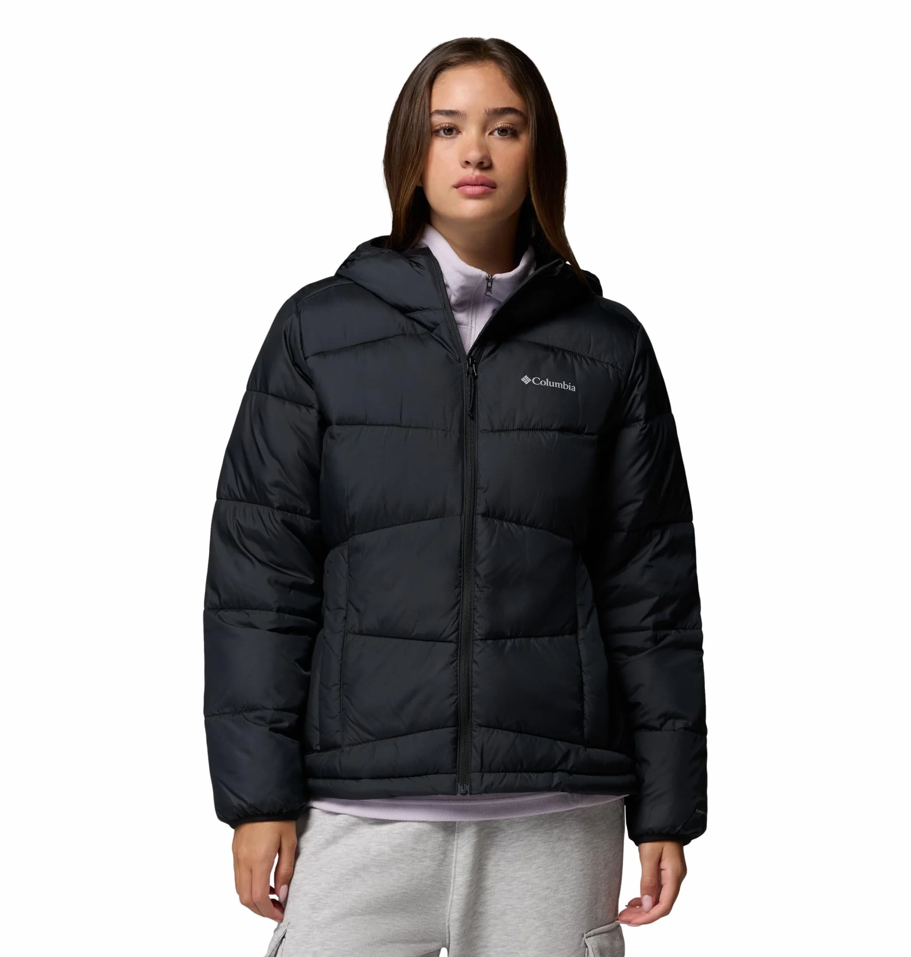Columbia Damska kurtka z kapturem Fivemile Butte, kurtka puchowa z kapturem, czarna, L