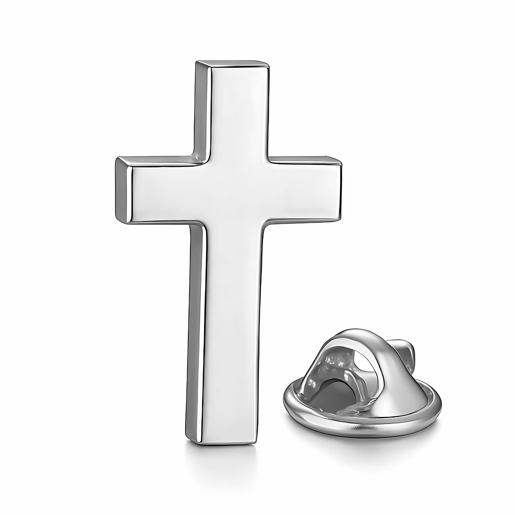 Zestaw dwóch złotych i srebrnych szpilek z krzyżem chrześcijańskim | Katolicki metalowy grawerunek laserowy w kolorze złotym | Katolicka przypinka do klapy religijnej, broszka dla mężczyzn i kobiet