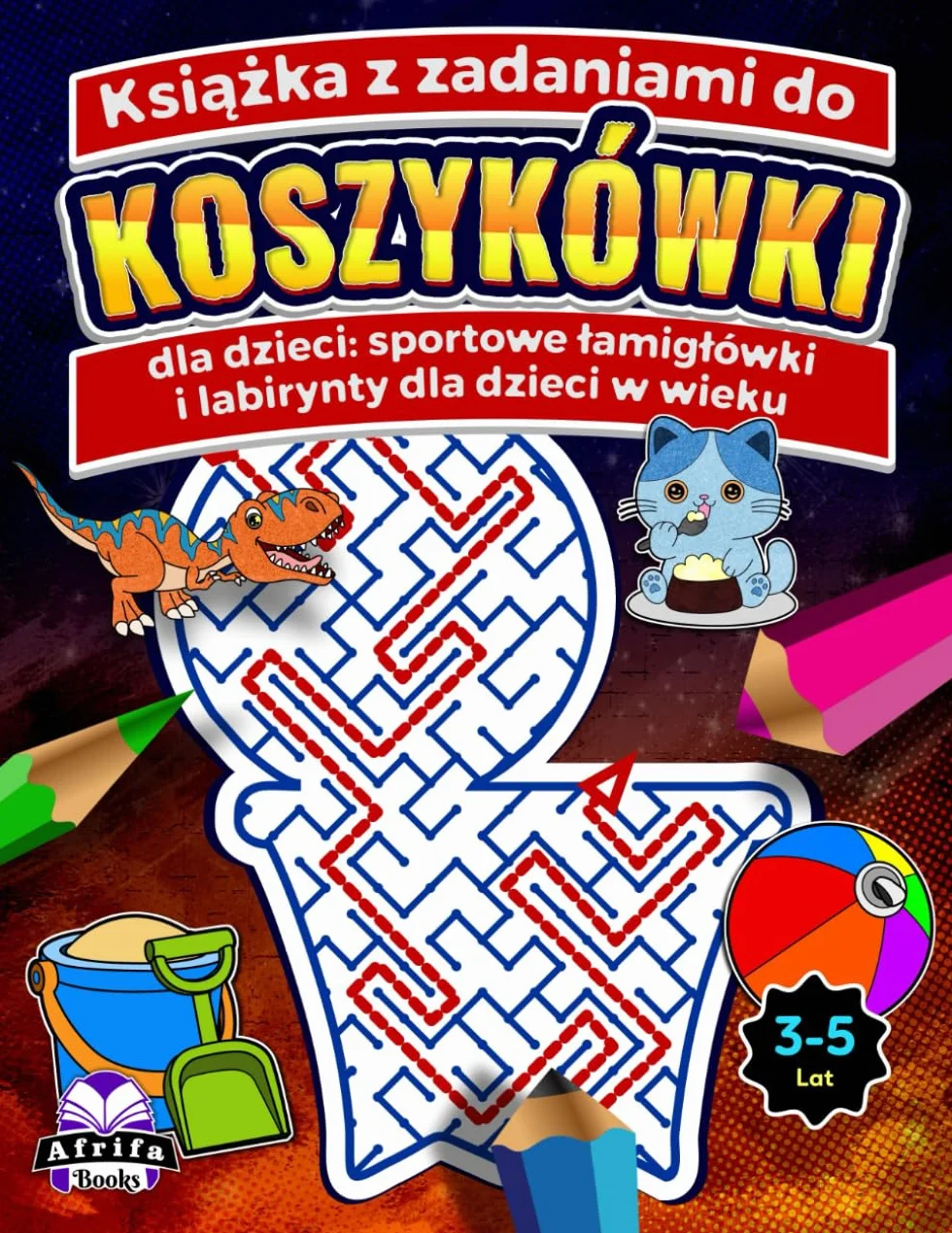 Książka z zadaniami do koszykówki dla dzieci: sportowe łamigłówki i labirynty dla dzieci w wieku 3-5, 6-8 lat, książki z labiryntami dla dzieci, ... prezent dla chlopców i dziewcząt