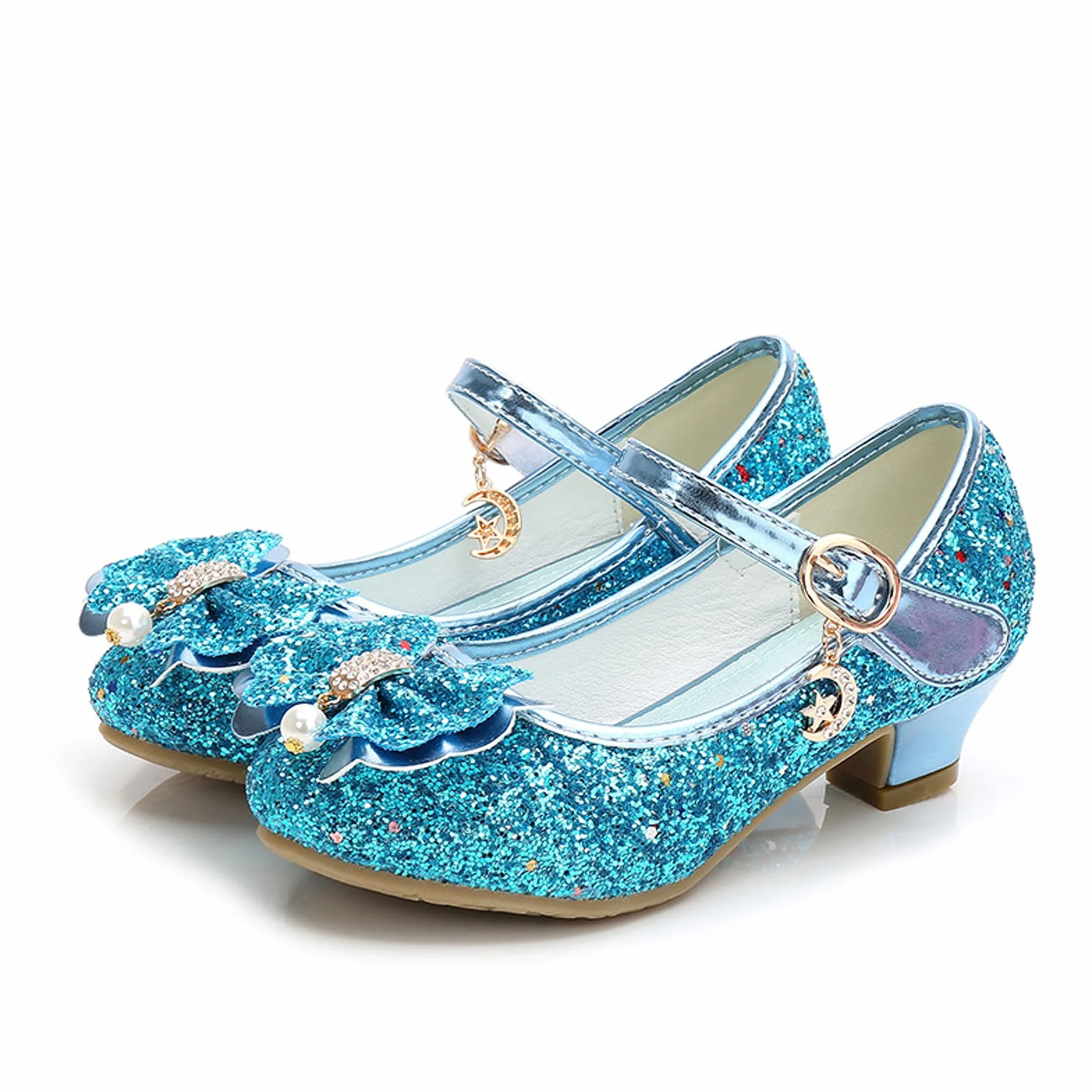 Bestgift Dziewczęce wysokie obcasy buty księżniczki pojedyncze buty kryształowe buty