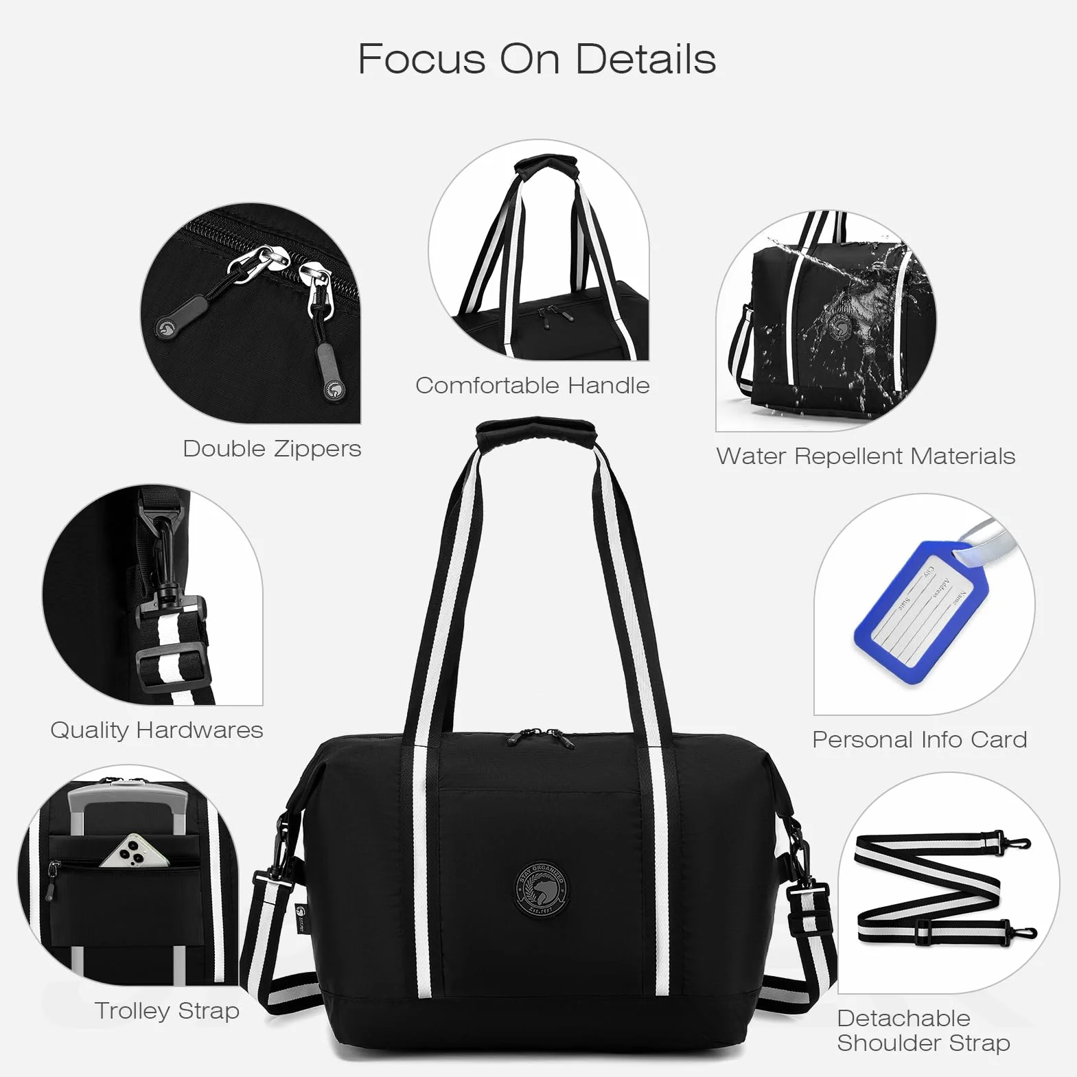 SPAHER Torba Podróżna Bagaż Podręczny 40x30x20 Wizzair Vueling Torba Sportowa Weekendowa Pływacka Wodoodporna Torby Szpitalna Ciążowa Fitness Cabin Duffle Bag dla Kobiet Mężczyźni z Torbą na Buty