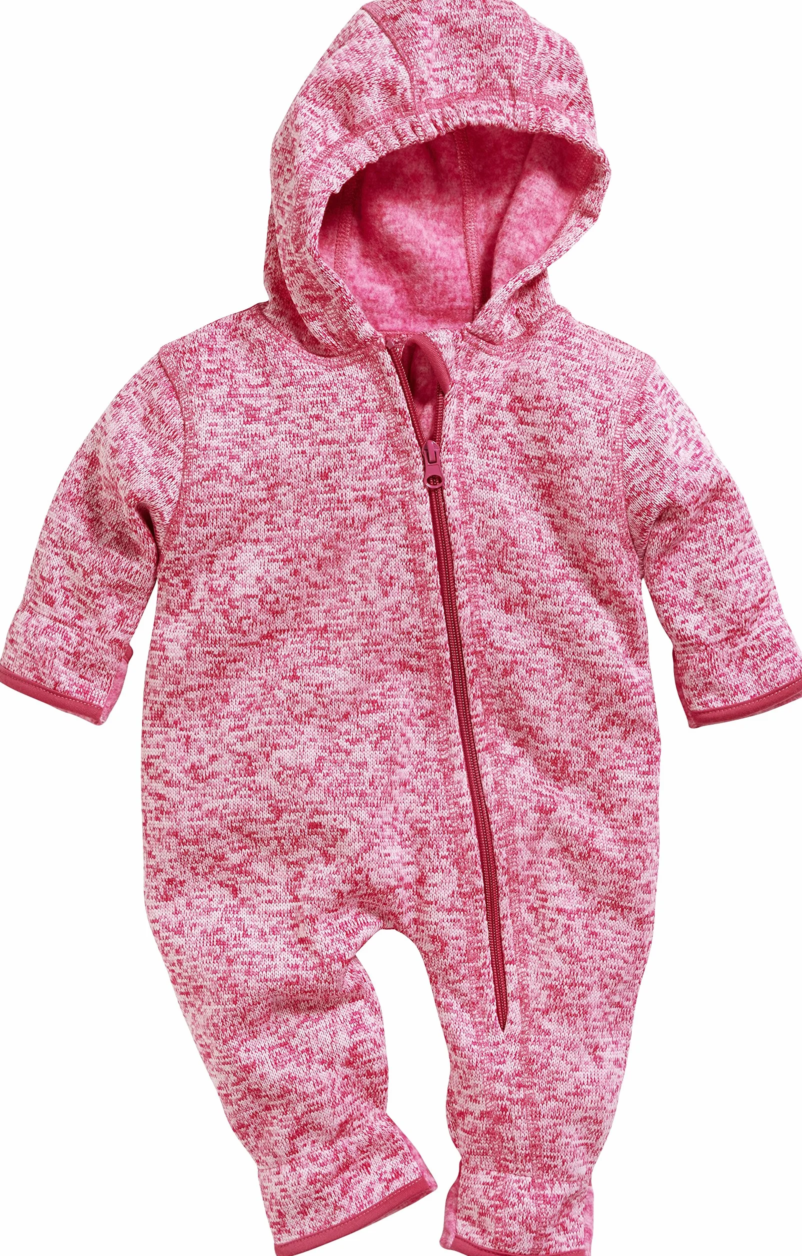 Playshoes Dziecięcy kombinezon polarowy, oddychający kombinezon unisex dla chłopców i dziewczynek, z długim zamkiem błyskawicznym i kapturem, melanżowy wzór, 18 - różowy, 74