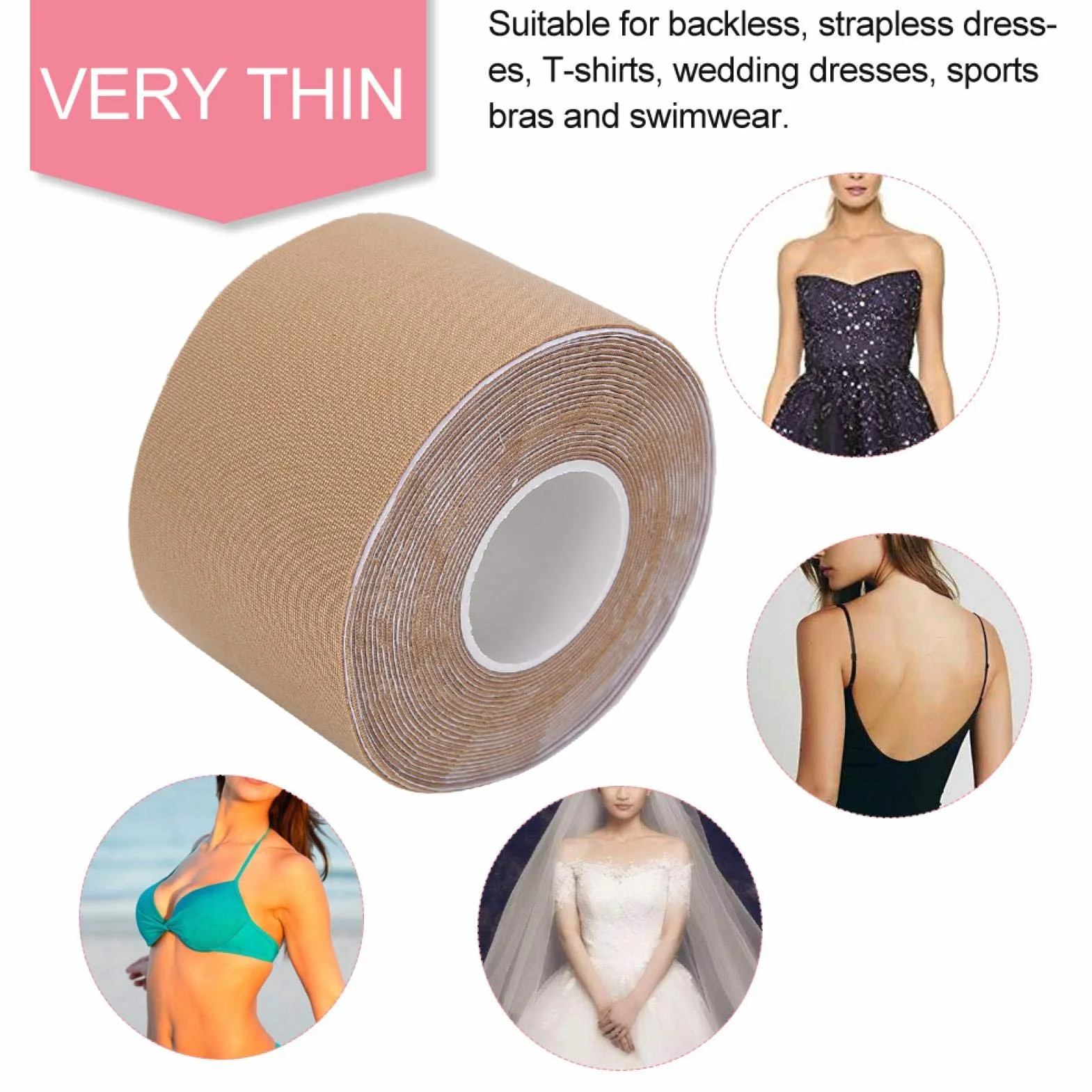 Boob Tape Adhesive Boob Push Up Tape for A-E Cup for Bra Tape (Color)