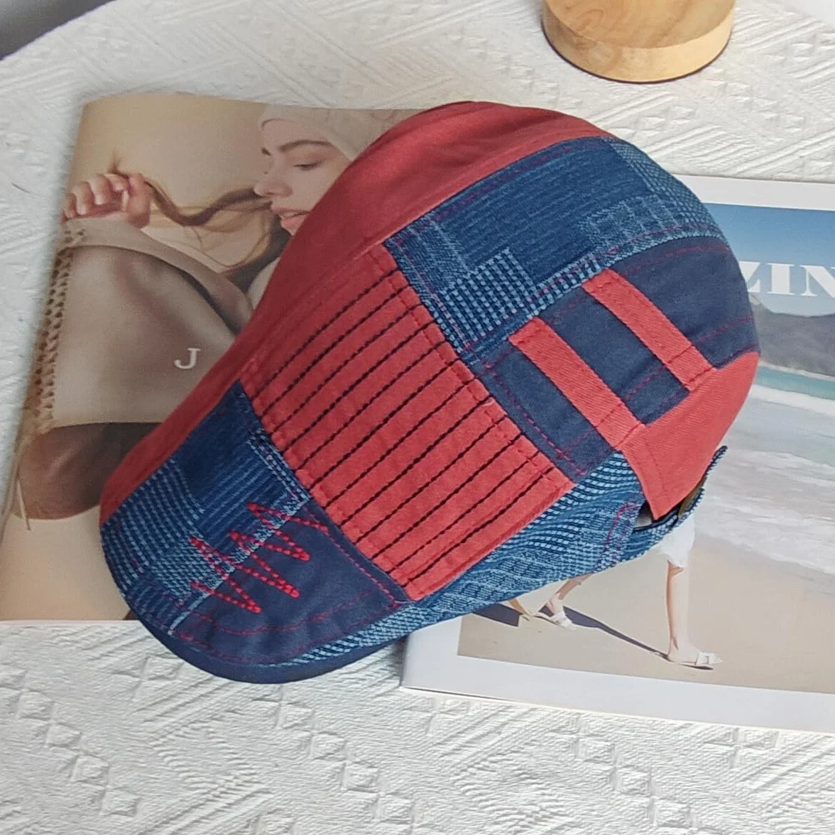 Męska czapka z daszkiem z daszkiem, patchworkowa czapka beret, czapka z daszkiem Gatsby Newsboy Cap czapka golfa