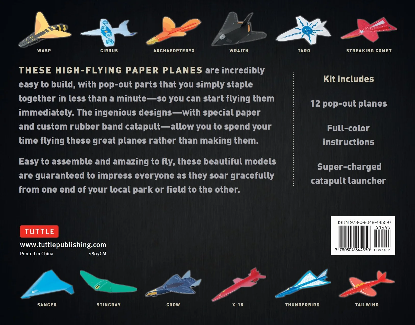 One Minute Paper Airplanes Kit /anglais: 12 Pop-Out Planes, Easily Assembled in Under a Minute: Paper Airplane Book with Paper, 12 Projects & Plane Launcher