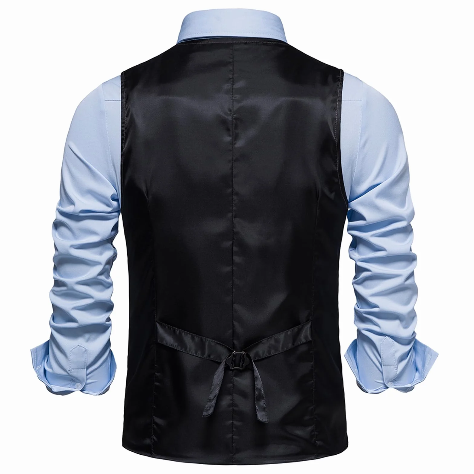 MakingDa Męska kamizelka w kratkę, formalna kamizelka bez rękawów, dekolt w serek, w kratę, tweed, biznesowa, casualowa, garnitur, kamizelka z kieszenią
