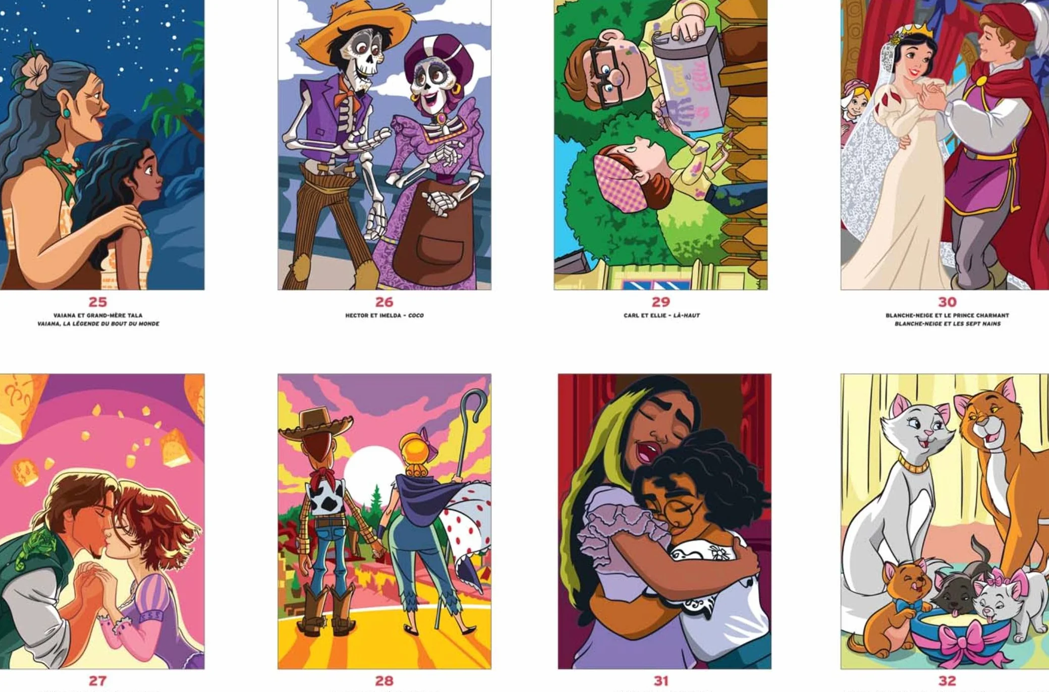 Coloriages mystères Disney - Love Stories: Coloriez les chiffres et découvrez l'image !